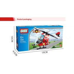 GUDI 9206 non  TRỰC THĂNG CỨU HỎA bộ đồ chơi xếp lắp ráp ghép mô hình Fire Rescure FIREMAN FIREFIGHTING HELICOPTER 91 khối