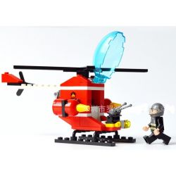 GUDI 9206 non  TRỰC THĂNG CỨU HỎA bộ đồ chơi xếp lắp ráp ghép mô hình Fire Rescure FIREMAN FIREFIGHTING HELICOPTER 91 khối