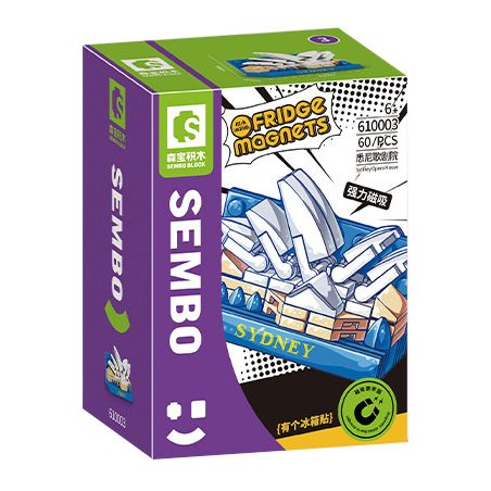 SEMBO 610003 non  NHÀ HÁT OPERA SYDNEY bộ đồ chơi xếp lắp ráp ghép mô hình Fridge Refrigerator Magnets FRIDGE MAGNETS Nam Châm Dính Tủ Lạnh 60 khối