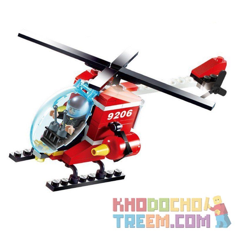 GUDI 9206 non  TRỰC THĂNG CỨU HỎA bộ đồ chơi xếp lắp ráp ghép mô hình Fire Rescure FIREMAN FIREFIGHTING HELICOPTER 91 khối