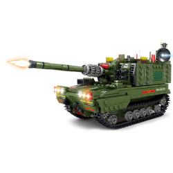 Kazi KY84114 84114 non  PHÁO TỰ HÀNH 05A 8 TỔ HỢP bộ đồ chơi xếp lắp ráp ghép mô hình Military Power Sức Mạnh Quân Sự 889 khối