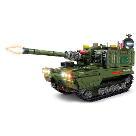 Kazi KY84114 84114 non  PHÁO TỰ HÀNH 05A 8 TỔ HỢP bộ đồ chơi xếp lắp ráp ghép mô hình Military Power Sức Mạnh Quân Sự 889 khối