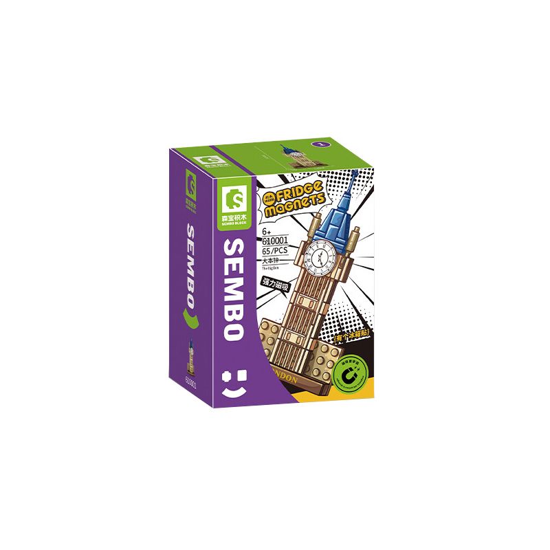 SEMBO 610001 non  ĐỒNG HỒ LỚN bộ đồ chơi xếp lắp ráp ghép mô hình Fridge Refrigerator Magnets FRIDGE MAGNETS Nam Châm Dính Tủ Lạnh 65 khối