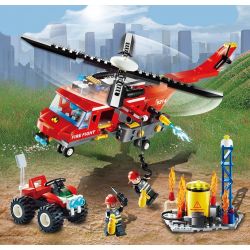 GUDI 9214 non  TRỰC THĂNG CỨU HỎA GIẾNG DẦU bộ đồ chơi xếp lắp ráp ghép mô hình City FIREMAN FIRE HEAVY HELICOPTOR Thành Phố 374 khối