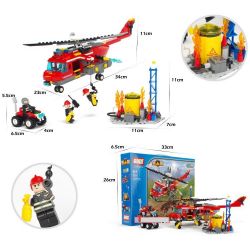 GUDI 9214 non  TRỰC THĂNG CỨU HỎA GIẾNG DẦU bộ đồ chơi xếp lắp ráp ghép mô hình City FIREMAN FIRE HEAVY HELICOPTOR Thành Phố 374 khối