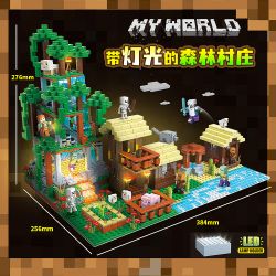 RENZAIMA 734 non  LÀNG RỪNG VỚI ÁNH SÁNG bộ đồ chơi xếp lắp ráp ghép mô hình Minecraft MY WORLD Game Xây Dựng 2106 khối