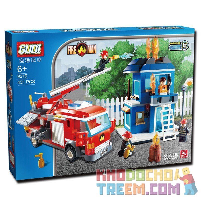 GUDI 9215 Xếp hình kiểu  CITY Fire Emergency Xe Thang Cứu Hỏa Chữa Cháy Nhà 431 khối