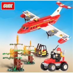 GUDI 9216 Xếp hình kiểu  CITY Fire Plane Máy Bay Cứu Hỏa Chữa Cháy Rừng 522 khối