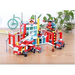 GUDI 9217 non  ĐỘI CỨU HỎA SỞ bộ đồ chơi xếp lắp ráp ghép mô hình City FIREMAN FIRE ADMINISTRARION Thành Phố 874 khối