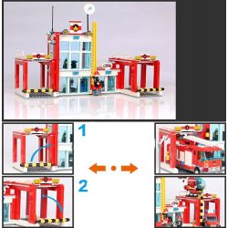 GUDI 9217 non  ĐỘI CỨU HỎA SỞ bộ đồ chơi xếp lắp ráp ghép mô hình City FIREMAN FIRE ADMINISTRARION Thành Phố 874 khối