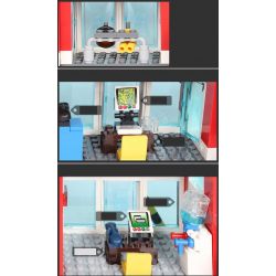 GUDI 9217 non  ĐỘI CỨU HỎA SỞ bộ đồ chơi xếp lắp ráp ghép mô hình City FIREMAN FIRE ADMINISTRARION Thành Phố 874 khối