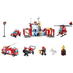 GUDI 9217 non  ĐỘI CỨU HỎA SỞ bộ đồ chơi xếp lắp ráp ghép mô hình City FIREMAN FIRE ADMINISTRARION Thành Phố 874 khối