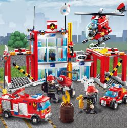 GUDI 9217 non  ĐỘI CỨU HỎA SỞ bộ đồ chơi xếp lắp ráp ghép mô hình City FIREMAN FIRE ADMINISTRARION Thành Phố 874 khối