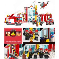 GUDI 9217 non  ĐỘI CỨU HỎA SỞ bộ đồ chơi xếp lắp ráp ghép mô hình City FIREMAN FIRE ADMINISTRARION Thành Phố 874 khối