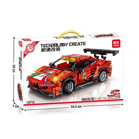 LEIBAO 8205 ZHEGAO QL1235 1235 non  FERRARI 488 LÙI XE tỷ lệ 1:24 bộ đồ chơi xếp lắp ráp ghép mô hình  Kỹ Thuật Công Nghệ Cao Mô Hình Phương Tiện 697 khối