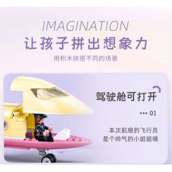 SLUBAN M38-B1166 B1166 1166 M38B1166 38-B1166 non  GIẤC MƠ HỒNG BẮT ĐẦU HÀNH TRÌNH KỲ NGHỈ TRÊN MÁY BAY bộ đồ chơi xếp lắp ráp ghép mô hình Girl HOLIDAY PLANE Con Gái 384 khối