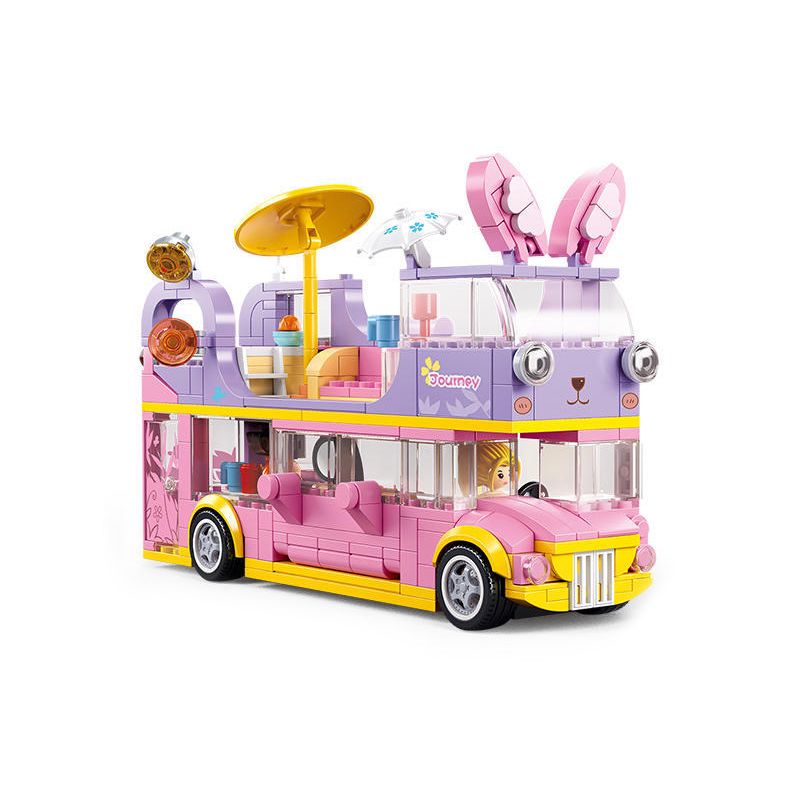 SLUBAN M38-B1165 B1165 1165 M38B1165 38-B1165 non  GIẤC MƠ HỒNG BỮA TIỆC CẮM TRẠI TRÊN XE BUÝT BUNNY bộ đồ chơi xếp lắp ráp ghép mô hình Girl BUS CONCERT Con Gái 412 khối