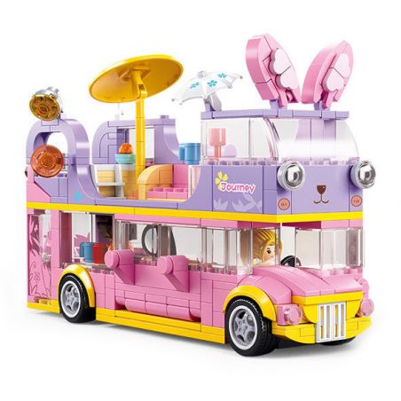 SLUBAN M38-B1165 B1165 1165 M38B1165 38-B1165 non  GIẤC MƠ HỒNG BỮA TIỆC CẮM TRẠI TRÊN XE BUÝT BUNNY bộ đồ chơi xếp lắp ráp ghép mô hình Girl BUS CONCERT Con Gái 412 khối