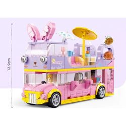 SLUBAN M38-B1165 B1165 1165 M38B1165 38-B1165 non  GIẤC MƠ HỒNG BỮA TIỆC CẮM TRẠI TRÊN XE BUÝT BUNNY bộ đồ chơi xếp lắp ráp ghép mô hình Girl BUS CONCERT Con Gái 412 khối