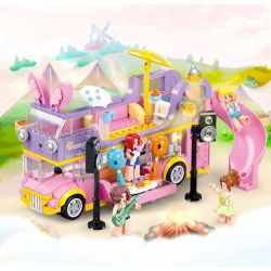 SLUBAN M38-B1165 B1165 1165 M38B1165 38-B1165 non  GIẤC MƠ HỒNG BỮA TIỆC CẮM TRẠI TRÊN XE BUÝT BUNNY bộ đồ chơi xếp lắp ráp ghép mô hình Girl BUS CONCERT Con Gái 412 khối