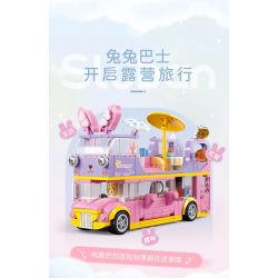 SLUBAN M38-B1165 B1165 1165 M38B1165 38-B1165 non  GIẤC MƠ HỒNG BỮA TIỆC CẮM TRẠI TRÊN XE BUÝT BUNNY bộ đồ chơi xếp lắp ráp ghép mô hình Girl BUS CONCERT Con Gái 412 khối