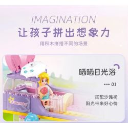 SLUBAN M38-B1165 B1165 1165 M38B1165 38-B1165 non  GIẤC MƠ HỒNG BỮA TIỆC CẮM TRẠI TRÊN XE BUÝT BUNNY bộ đồ chơi xếp lắp ráp ghép mô hình Girl BUS CONCERT Con Gái 412 khối