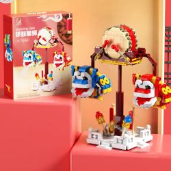 QIZHILE 93003 non  ĐÁNH TRỐNG MÚA LÂN THĂNG BẰNG bộ đồ chơi xếp lắp ráp ghép mô hình Chinese Traditional Festivals LION DANCE Lễ Hội Cổ Truyền