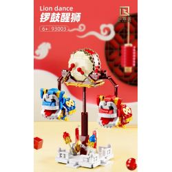 QIZHILE 93003 non  ĐÁNH TRỐNG MÚA LÂN THĂNG BẰNG bộ đồ chơi xếp lắp ráp ghép mô hình Chinese Traditional Festivals LION DANCE Lễ Hội Cổ Truyền