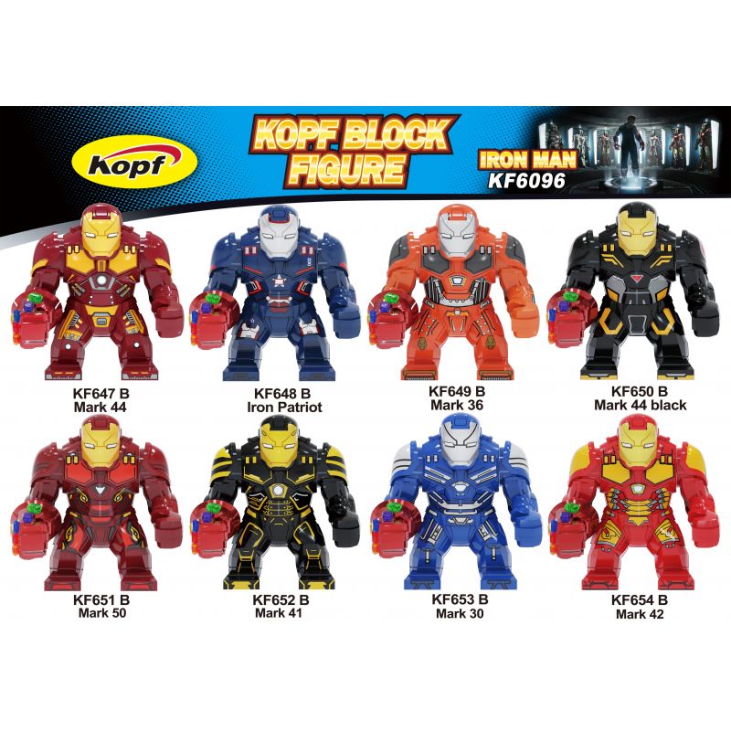 KOPF KF6096 6096 KF651 KF652 KF653 KF654 KF647 KF648 KF649 KF650 non  HÀNG TRĂM NGƯỜI 8 SẮT bộ đồ chơi xếp lắp ráp ghép mô hình Super Heroes IRON MAN Siêu Nhân Anh Hùng