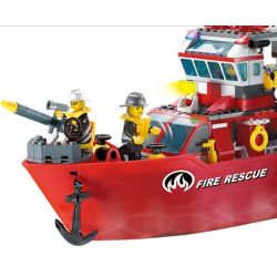QMAN ENLIGHTEN KEEPPLEY 909 non  TÀU CỨU HỎA LỚN TRÊN BIỂN bộ đồ chơi xếp lắp ráp ghép mô hình City FIRE RESCUE MULTI-FUNCTION SHIP Thành Phố 359 khối