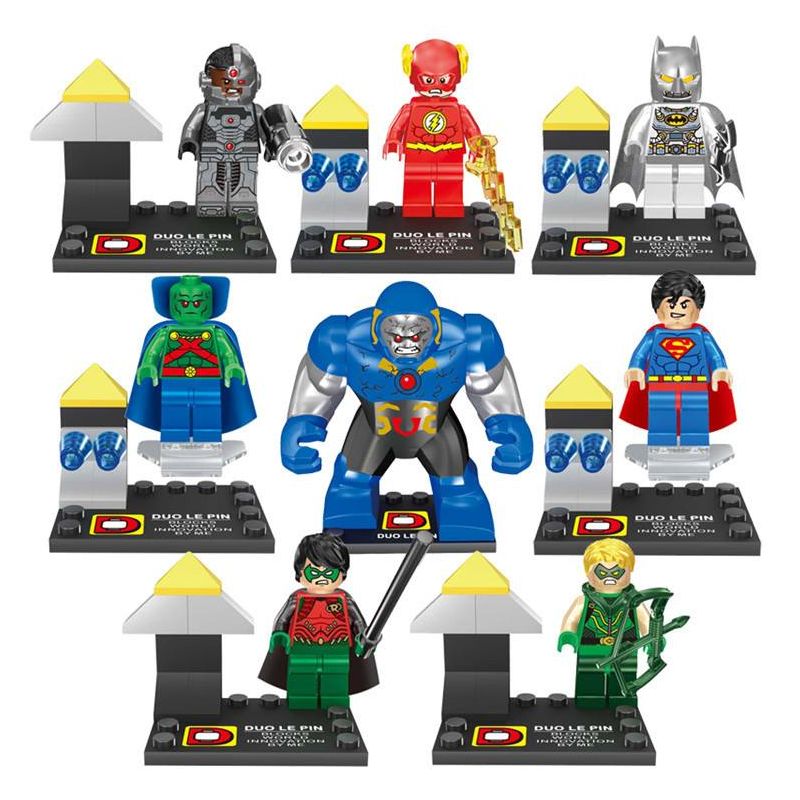 DUO LE PIN DLP9014 9014 non  ANH HÙNG SIÊU 8. bộ đồ chơi xếp lắp ráp ghép mô hình Super Heroes Siêu Nhân Anh Hùng