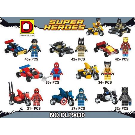 DUO LE PIN DLP9030 9030 non  ANH HÙNG SIÊU 8. bộ đồ chơi xếp lắp ráp ghép mô hình Super Heroes Siêu Nhân Anh Hùng