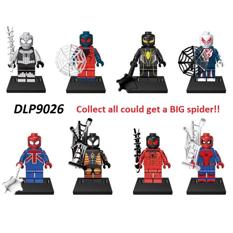 DUO LE PIN DLP9026 9026 non  NGƯỜI NHỆN 8 bộ đồ chơi xếp lắp ráp ghép mô hình Marvel Super Heroes Siêu Anh Hùng Marvel
