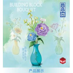 ZHEGAO 622007 non  TRÁI TIM MƠ HỒ bộ đồ chơi xếp lắp ráp ghép mô hình Flowers BOUGHT Hoa 257 khối