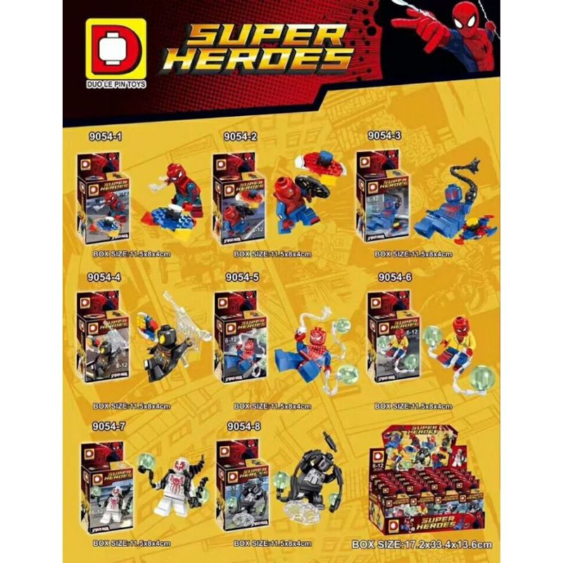 DUO LE PIN DLP DLP9054 9054 non  CÁC KHỐI MINIFIGURE NGƯỜI NHỆN HOÀN TOÀN MỚI bộ đồ chơi xếp lắp ráp ghép mô hình Super Heroes 全新蛛蛛侠人仔积木 Siêu Nhân Anh Hùng