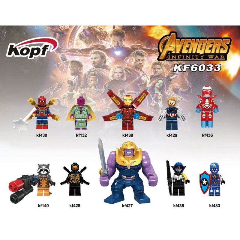 KOPF KF430 KF132 KF439 KF429 KF436 KF140 KF428 KF427 KF438 KF433 KF6033 6033 non  AVENGERS CHIẾN TRANH KHÔNG GIỚI HẠN bộ đồ chơi xếp lắp ráp ghép mô hình The Avengers AVENGERS INFINITY WAR