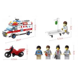 QMAN ENLIGHTEN KEEPPLEY 1118 non  XE CẤP CỨU NGƯỜI TAI NẠN MÔ TÔ bộ đồ chơi xếp lắp ráp ghép mô hình City EMERGENCY TREATMENT Thành Phố 328 khối