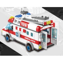 QMAN ENLIGHTEN KEEPPLEY 1118 non  XE CẤP CỨU NGƯỜI TAI NẠN MÔ TÔ bộ đồ chơi xếp lắp ráp ghép mô hình City EMERGENCY TREATMENT Thành Phố 328 khối