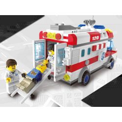 QMAN ENLIGHTEN KEEPPLEY 1118 non  XE CẤP CỨU NGƯỜI TAI NẠN MÔ TÔ bộ đồ chơi xếp lắp ráp ghép mô hình City EMERGENCY TREATMENT Thành Phố 328 khối