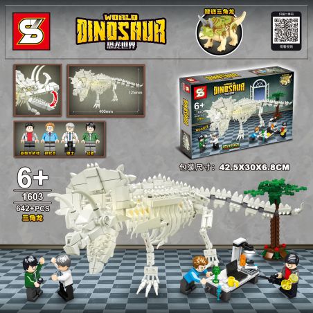 SHENG YUAN SY 1603 non  TRICERATOPS. bộ đồ chơi xếp lắp ráp ghép mô hình Jurassic World DINOSAUR WORLD Thế Giới Khủng Long 642 khối