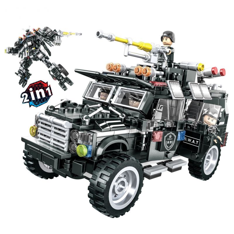 CAYI 1580 non  XE BỌC THÉP HỔ RĂNG KIẾM bộ đồ chơi xếp lắp ráp ghép mô hình Swat Special Force SABER TOOTH ARMORED VEHICLE Đặc Nhiệm 722 khối