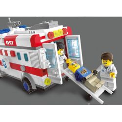QMAN ENLIGHTEN KEEPPLEY 1118 non  XE CẤP CỨU NGƯỜI TAI NẠN MÔ TÔ bộ đồ chơi xếp lắp ráp ghép mô hình City EMERGENCY TREATMENT Thành Phố 328 khối