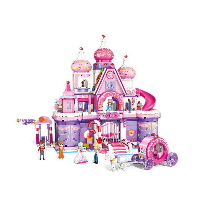 GUDI 30004 non  LÂU ĐÀI KẸO TRONG MƠ bộ đồ chơi xếp lắp ráp ghép mô hình PRINCESS CANDY FANTASY CASTLE 976 khối
