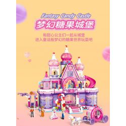 GUDI 30004 non  LÂU ĐÀI KẸO TRONG MƠ bộ đồ chơi xếp lắp ráp ghép mô hình PRINCESS CANDY FANTASY CASTLE 976 khối