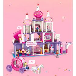 GUDI 30004 non  LÂU ĐÀI KẸO TRONG MƠ bộ đồ chơi xếp lắp ráp ghép mô hình PRINCESS CANDY FANTASY CASTLE 976 khối