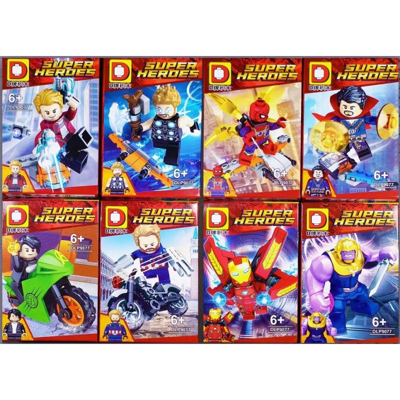 DUO LE PIN DLP9077 9077 non  NHỮNG NGƯỜI BÁO THÙ bộ đồ chơi xếp lắp ráp ghép mô hình Marvel Super Heroes Siêu Anh Hùng Marvel