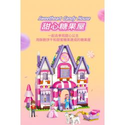 GUDI 30003 non  NGÔI NHÀ KẸO NGỌT NGÀO bộ đồ chơi xếp lắp ráp ghép mô hình PRINCESS CANDY SWEETHEART HOUSE 449 khối