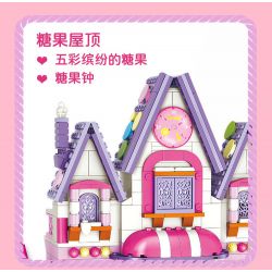 GUDI 30003 non  NGÔI NHÀ KẸO NGỌT NGÀO bộ đồ chơi xếp lắp ráp ghép mô hình PRINCESS CANDY SWEETHEART HOUSE 449 khối