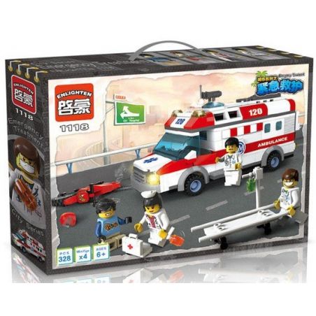 QMAN ENLIGHTEN KEEPPLEY 1118 non  XE CẤP CỨU NGƯỜI TAI NẠN MÔ TÔ bộ đồ chơi xếp lắp ráp ghép mô hình City EMERGENCY TREATMENT Thành Phố 328 khối