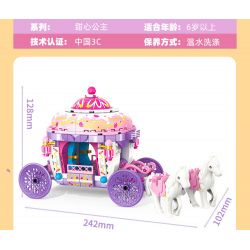 GUDI 30002 non  XE SỮA LẮC HOÀNG GIA bộ đồ chơi xếp lắp ráp ghép mô hình PRINCESS CANDY ROYAL MILKSHAKE CARRIAGE 326 khối
